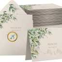 VNS Creations 100 Thick & Sturdy Blank Wedding Thank You Cards With Envelopes. 4x6 Inches Wedding Thank You Notes. Includes High Quality Stickers To Seal New Mr. & Mrs. Thank You Wedding Cards (Greenery & Gold)