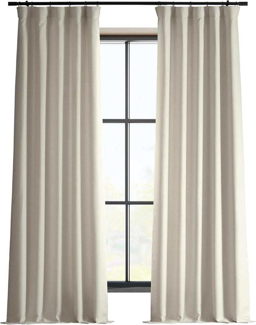 HPD Half Price Drapes Italian Faux Linen Curtains 96 Inches Long Room Darkening Curtains for Bedroom and Living Room 50 X 96, (1 Panel), Parchment Cream
