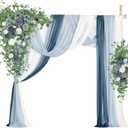 Wedding Arch Flowers with Drapes Kit (Pack of 5) - 2pcs Artificial Dusty Blue & Cream Deluxe Swag with 3pcs Hanging Drapes for Wedding Ceremony Arbor Reception Backdrop Rose Floral Decorations