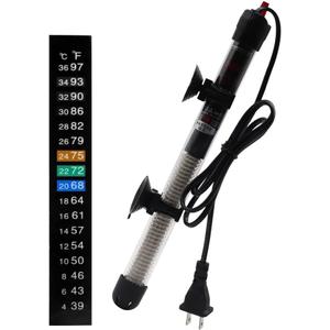 Aquarium Heater 25W 50W 100W 200W 300W Auto Submersible Heater Thermostat Fish Tank Heater with Suction Cups Thermometer Sticker Submersible Heater (25W)