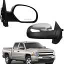 Dasbecan Passenger Side Mirror Compatible with 2007-2013 Chevy Silverado,GMC Sierra Yukon Right Mirror w/Power Glass, Heated, Manual Folding, Chrome Cover Replace# GM1321340 (5pins)