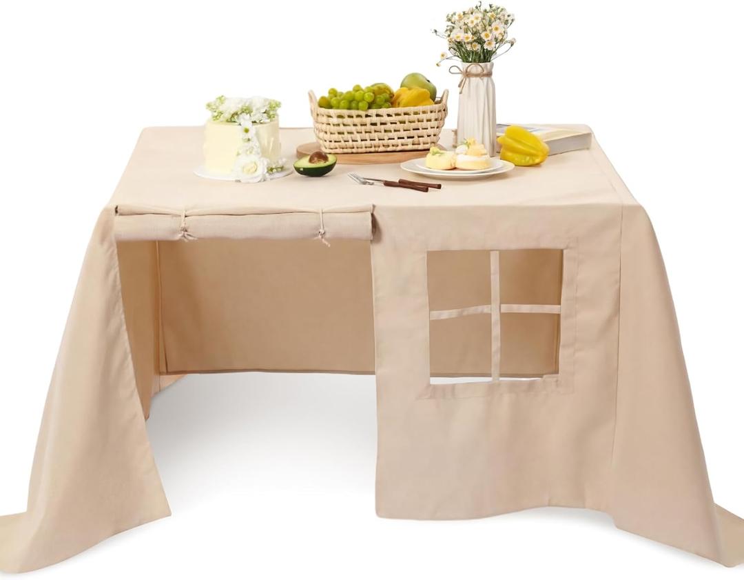 Oudain 38 x 38 Inches Large Tablecloth Playhouse for Kids Square Table Fort Cover Table Cloth Tent Playhouse Accessories for Dining Room Birthday Indoor Outdoor Party Playground