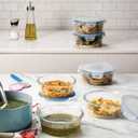 FineDine 6-Piece Superior Glass Food Storage Containers Set, 32oz Capacity - Newly Innovated Hinged Locking lids - 100% Leakproof Glass Meal-Prep Containers, Freezer-to-Oven-Safe (Blue)