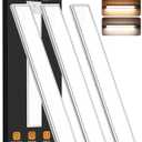 Under Cabinet Lighting Wireless, 54 LED Motion Sensor Light Indoor, 3 Color Dimmable Closet Lights Battery Operated, Rechargeable Magnetic Light, Under Counter Lights for Kitchen, Stairs, Home (3Pack)