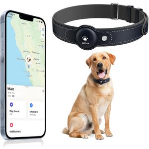 GPS Tracker for Dogs, 2 in 1 Pet Tracking Smart Collar (Only iOS), No Monthly Fee GPS Tracker Dog Collar, Real-time Location Comfortable PU Tracker Tag for Small, Medium Large Dogs(Locator Included)