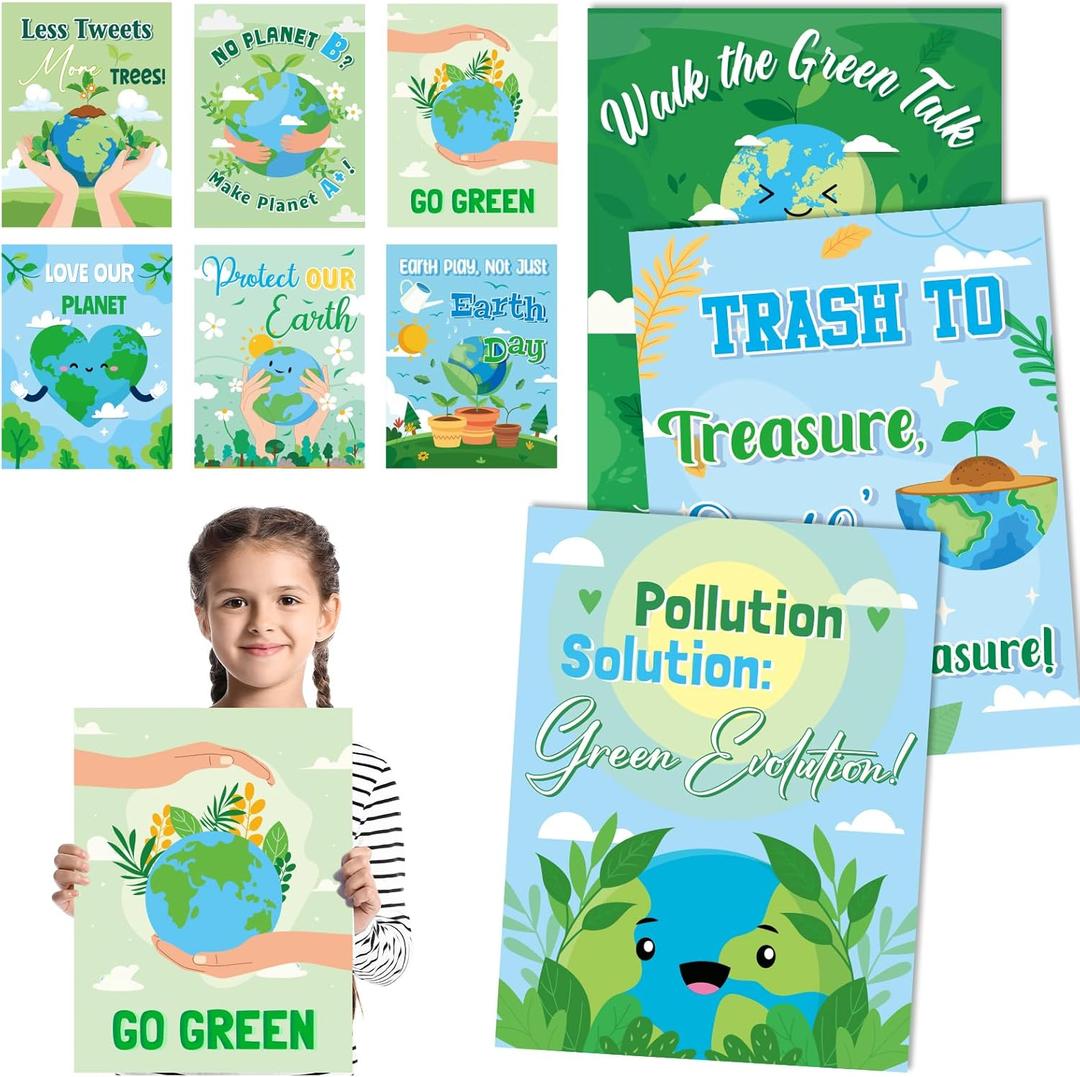 Epakh 9 Pcs Earth Day Decorations Extra Large Earth Day Posters, 21.65 x 16.54 Inches April 22 Environmental Awareness for Bulletin Board, Elementary School Educational Supplies, Library Wall Decor