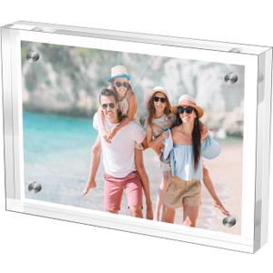 57 Inches Acrylic Picture FrameClear Magnetic Picture Frame for WeddingDouble Sided Frameless Photo Frame for Desktop Free Standing,Display Stand Photo Frame