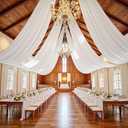 4 Panels 5ftx30ft White Ceiling Drapes for Independence Day Wedding Parties – 30 FT Extra Long Thick Polyester Wrinkle-Free Drapery Tent Decor Decorations for Birthday Party Ceremony Stage Swag