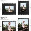 8x10 Picture Frame with Mat for 5x7, Wavy Edge Wooden Real Glass Photo Frame for Tabletop and Wall Hanging, Black, 1 Pack