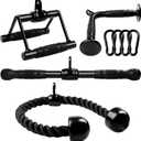 Yes4All Cable Machine Attachment, Row Handles, Tricep Rope, Straight Bar, V Bar, LAT Pulldown Accessories Load 880 LB for Home Gym