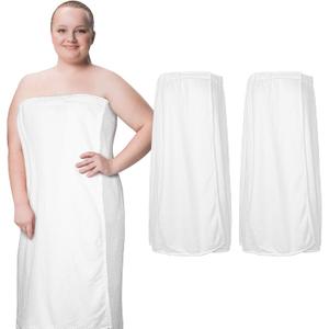 Tigeen 2 Pcs Towel Wrap for Women Lightweight Spa Robe with Adjustable Closure Elastic Top Soft Bathrobe Spa Wrap (XXL-4XL,White)