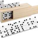 Simgoing Braille Double 6 Dominoes Game Wooden Raised Dots Dominoes Set, 28 Piece Braille Game Set with Storage Box for the Blind and Visually Impaired