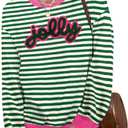 ASTANFY Jolly Sweatshirt Christmas Sequins Sweatshirts Women Glitter Patch Crewneck Sweater Xmas Long Sleeve Pullover (Green, XL)