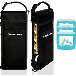 Golf Cooler Bag - 6 Can Insulated Beer Sleeve Soft Cooler,Golf Cart Accessories,Golf Club Bag Accessories (Black with 3 Ice Packs)
