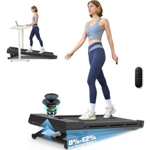 PACEROCKER Walking Pad Treadmill with 12% 9-Level Auto Incline, 450 lbs Capacity Bluetooth Speaker Under Desk Treadmills for Home Hiking, 5 MPH