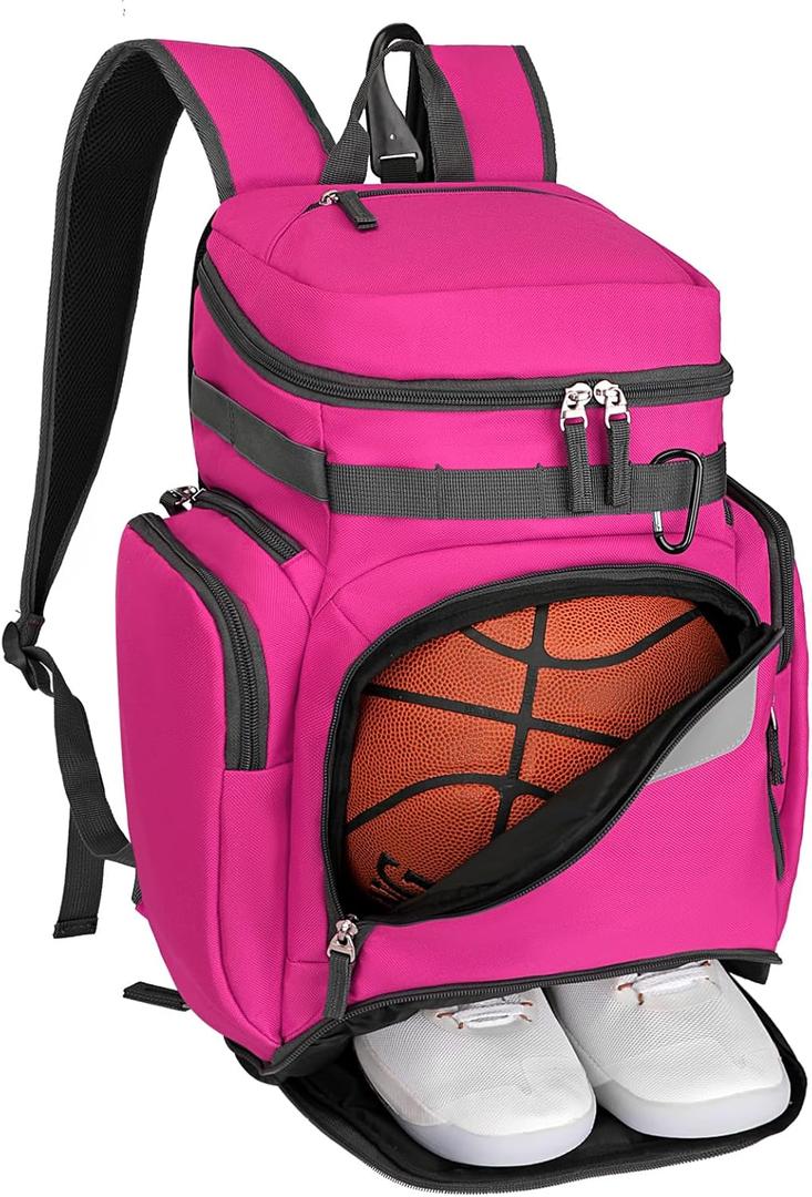 Goloni Basketball Backpack,Large Sports Bag with Ball Compartment & Shoe Compartment for Basketball, Soccer, Volleyball,Gym (Pink)