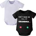 Bow Dream Baby Girl Romper 2 pack Bamboo Rayon Baby Clothes Baby Boy Short Sleeve Jumper One-Piece Rompers Summer (3-6 Months, Letters/ Black)