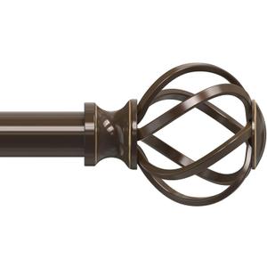 VOIIY Bronze Curtain Rod 36-72 Inch, Decorative Curtain Rods for Windows with Twisted Cage Finials, 3/4" Adjustable Heavy Duty Window Treatment Rods for Living Room, Bedroom, Kitchen