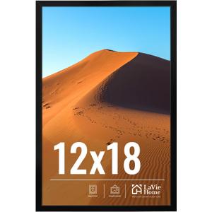 LaVie Home 12x18 Picture Frame for Wall Display, 12x18 Black Picture Frame with HD Plexiglas, 12 x 18 Poster Frame 1 Pack, Display Frame for Vertical or Horizontal, Classic Collection