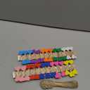 jijAcraft Clothespins with String - 50Pcs Mini Wooden Clothes Pins with Heart, 10Colors Heart Clips, 1.4Inch Small Photo Craft Clip for Baby Shower, Wedding, Birthday