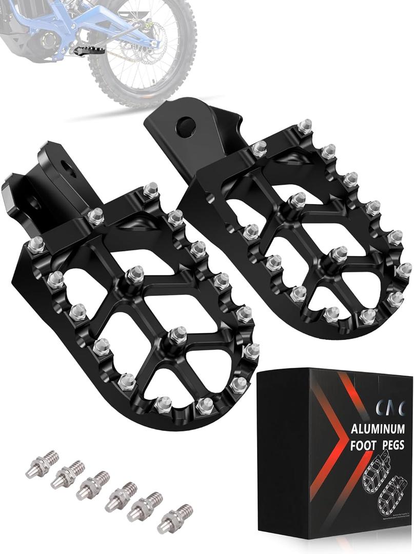 JFG RACING Dirt Bike Foot Pegs,7075 Aluminum CNC Pedals Rests for Surron Light Bee X and S/E Ride Pro S SS SR/CRF150F CRF230F 03-19/CRF250F 19-24/XR150L 15-24/KDX200 83-94-Black