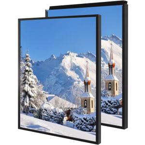16x24 Inch Poster Frame, Plexiglass, Set of 2, Black Snap Frames, Front-loading Frame, Coating Aluminum Profile, Display Horizontally & Vertically