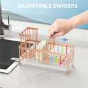 Cisily Sponge Holder for Kitchen Sink, Sink Caddy Organizer with High Brush Holder, Kitchen Countertop Organizers and Storage Essentials, Rustproof 304 Stainless Steel (Rose Gold, 9.25)