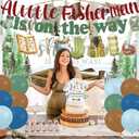 Fishing Baby Shower Decorations for Boy, Gone Fishing Baby Shower Decorations, A Little Fisherman Is on the Way Banner Cake Cupcake Toppers Balloons for Boys Baby Shower Party Decor Supplies