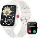 Smart Watches for Women Men with Bluetooth Calls: 1.8LCD Screen Fitness Trackers with 24-Hour Heart Rate SpO2 Sleep Monitor 120+ Sport Mode Waterproof Smartwatch Compatible with iPhone Android Phones (Sliver-Creamy White)