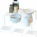 Evelots Kitchen Cabinet Wire Shelf Organizer/Rack - 4 Pack Sturdy Large Metal Shelf Risers - Double Your Counter Space - Great for Kitchen, Freezer, Pantry and Bathroom - Rustproof - White