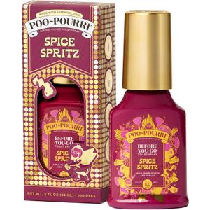 2 x Poo~Pourri Spice Spritz 2oz Before-You-Go Toilet Spray - Instantly Trap Bathroom Odor - Plant Based Ingredients & Essential Oils - No synthetic fragrance - Apple, Pumpkin Spice, and Vanilla Scent