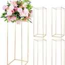 Fullvaseer 31.5Inch Gold Flower Stand Centerpieces for Wedding,Metal Column Geometric Flower Stand Tall Floor Vase for Table Decorations Event Home Party