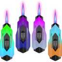 Torch Lighter, 4 Pack Jet Flame Torch Lighters, Cool Lighter Refillable Butane, Adjustable Flame Windproof Lighter for Candle, Kitchen, BBQ, Outdoor (Without Butane)-fc