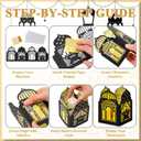 Retisee 24 Pcs Ramadan Eid DIY Lantern Craft Kit, Paper Lanterns with 1000 Gold Yellow Tissue Paper & Double-Sided Tape, Islamic Moon Star Motif Decor for Home Table Mosque Party Art Project