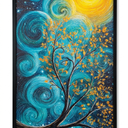 Large Tree of Life Wall Art for Living Room Teal Tree Pictures Big Wall Decor Modern Aesthetic Canvas Print Painting Home Framed Artwork Decoration Gifts for Bedroom Office 24"x36"