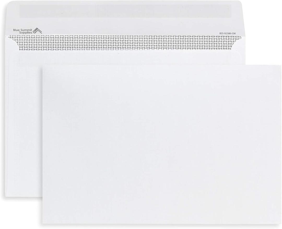 250 6x9 Envelopes, Open Side with Open Flap Latex Self Seal Security Booklet Envelopes, Securely Holds a Small Booklet, Catalog, Card, or Brochure, Strong Self Seal Flap, 250 Side Open White Envelopes