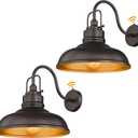 zeyu 2 Pack Outdoor Barn Light Fixtures, Farmhouse Wall Lights for Front Porch, 18" Dusk to Dawn Sensor Wall Sconces in Oil Rubbed Bronze Finish, 016-1BL-PC-2 ORB, Large, 2 Pack