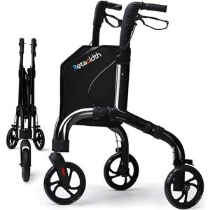 Premium 3 Wheel Rollator Walker for Seniors, Lightweight Foldable Elderly Three Wheeled Rollator with Storage Bag, Aluminum Mobility Aid Rolling Walker