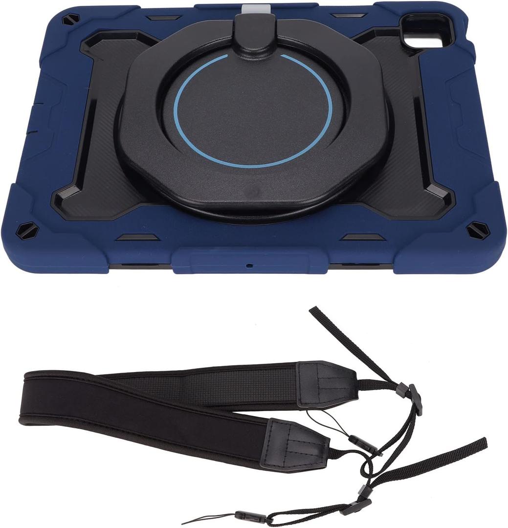 iOS Tablet Case Shockproof Slim with 360 Rotating Kickstand and Adjustable Shoulder Strap for Work Travel Or Outdoor Use Fits iOS Tablet Pro 11 in 2018 2020 2021 (Navy Blue)