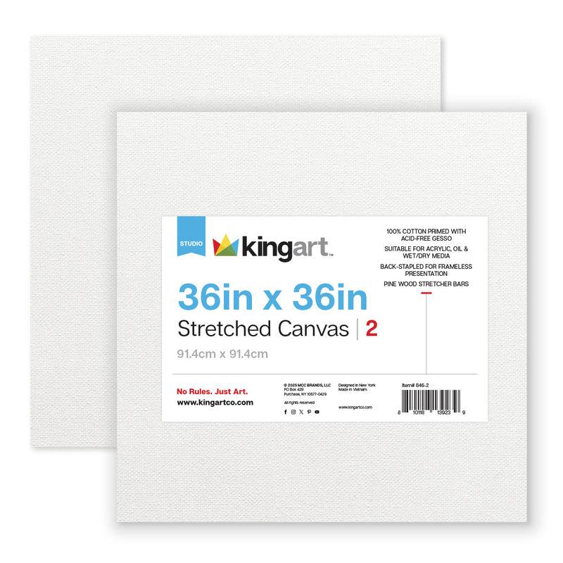 Stretched White Square Canvas – 36" x 36" - 100% Cotton, Primed (2 Pack)
