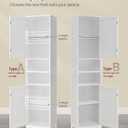 VASAGLE Tall Bathroom Cabinet with Lights, Slim Freestanding Bathroom Storage Cabinet with Adjustable Shelves, for Small Spaces, Modern, 15.7 Inches Wide, Cloud White UBBC766W02, 11.8"D x 15.7"W x 66.9"H