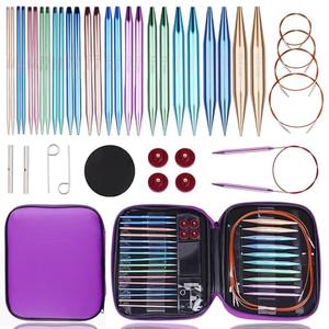 Yarniss 13 Pair Circular Knitting Needle Set 3.0~10.0mm, Interchangeable Aluminum Knitting Needles with Case