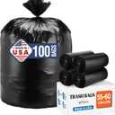 Delxo 55-60 Gallon Trash Bags, 100 Count 0.9 Mil Medium Duty Garbage Bags, Durable & Puncture-Resistant Plastic Bolsas para basura, Perforated Design Made in USA for Kitchen, Yard, Office (Black)