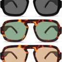 YDAOWKN Retro Square Aviator Sunglasses for Women Men Trendy Flat Top Sun Glasses UV Protection Vintage Shades