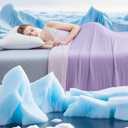 EMME Cooling Comforter King Size, Double Sided Cold Fabric Cooling Blanket for Hot Sleepers, Q-Max>0.45 Breathable Summer Quilt for Night Sweater, Lightweight Duvet Insert (Purple,106 x 90)