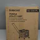 Folding Utility Cart Portable Rolling Crate Handcart Shopping Trolley Collapsible Tool Box, with Lid, Basket on 4 Rotate Wheels, for Grocery, Shopping, Office, Storage, Teacher (Purple)