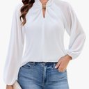 Blooming Jelly Women's Dressy Casual Blouses Business Fall Outfits Matel V Neck Long Sleeve Shirts Trendy Work Tops, XL