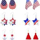4th of July Earrings for Women, Red White and Blue Patriotic Accessories