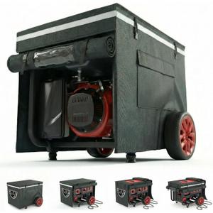 Generator Cover, Generator Covers While Running, 38 "L x 28" W x 27 "H Heavy Duty Waterproof Generator Cover for Outside, 900D+210 Double Layer Production, for 12000W+ Frame Type Generators,Black