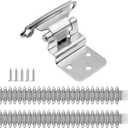 3/8" Cabinet Hinge Satin Nickel,50 Pack (25 Pairs) Self Closing Hinges for Kitchen/Bathroom/Furniture Cabinets & Doors, Decorative Cabinet Hardware Kitchen Cabinet Door Hinges